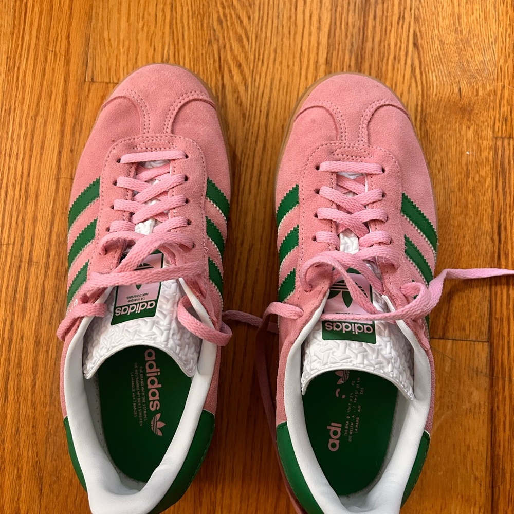 Adidas Women's Suede Pink and Green Sneakers